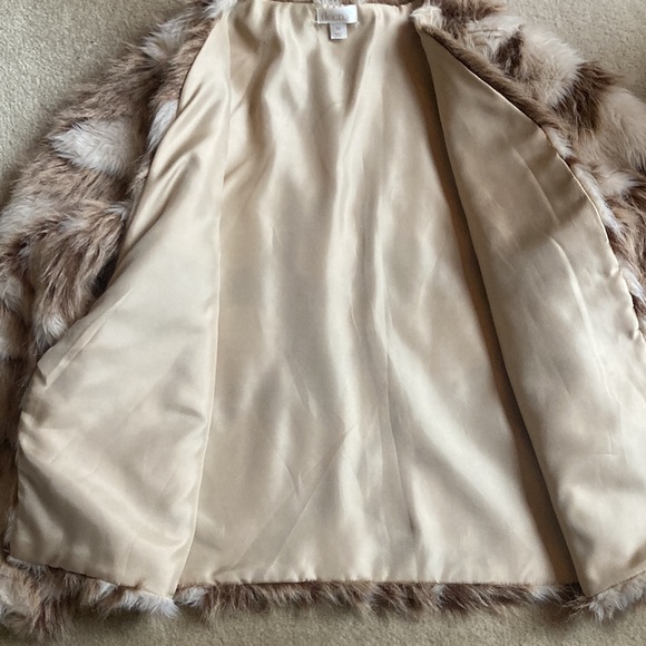 Decree multi colored beige and coffee medium faux fur short jacket - Picture 5 of 8
